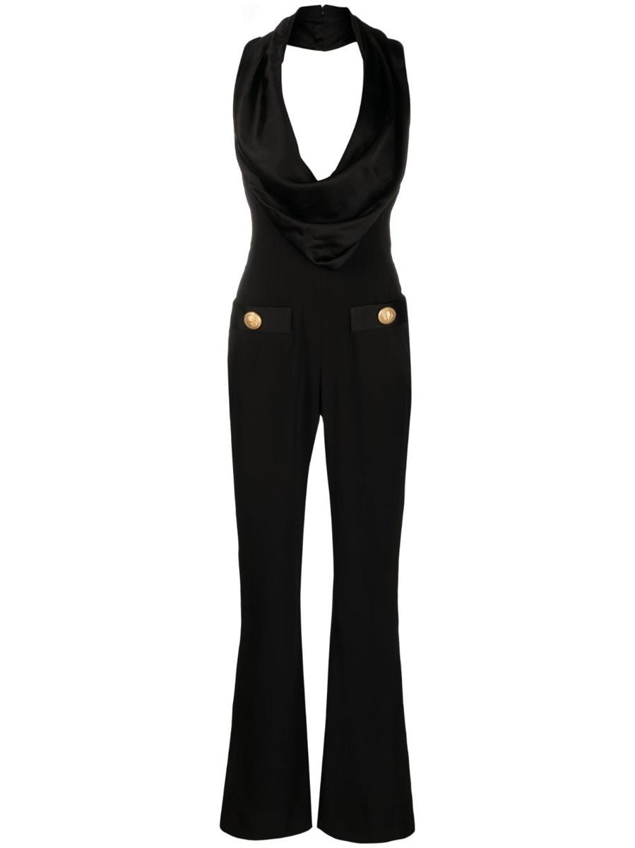 Balmain BALMAIN COWL NECK CREPE FLARE JUMPSUIT - 1