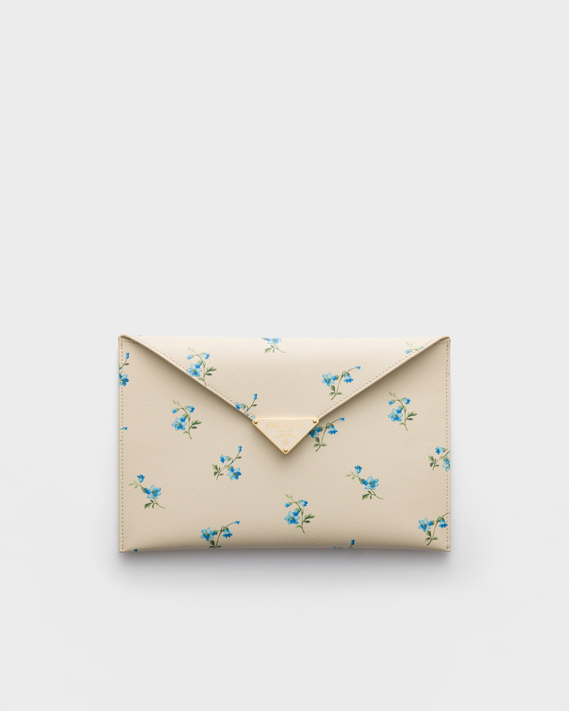 Printed Saffiano leather envelope clutch 1