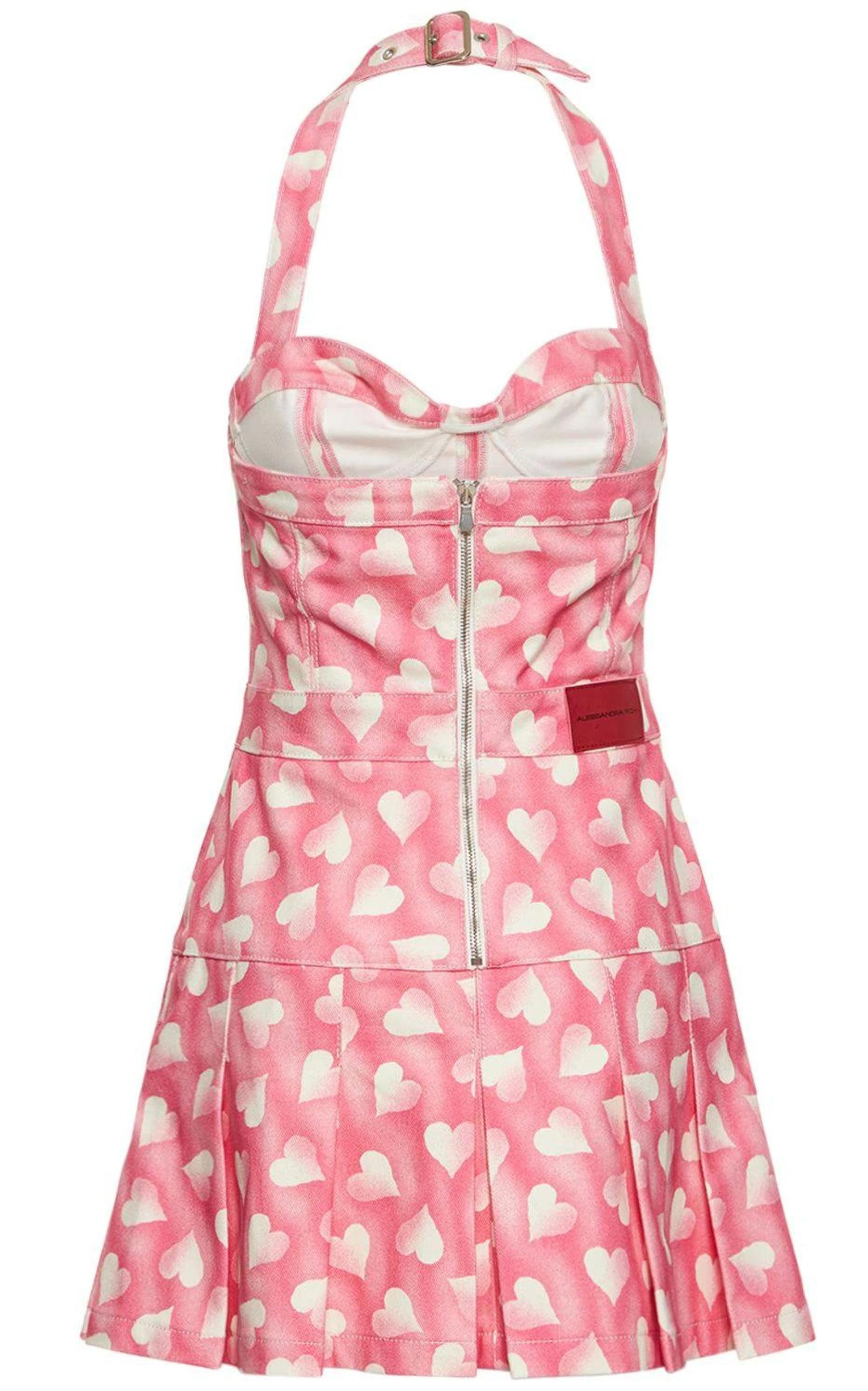 Heart-print Halterneck Mini Dress - 4