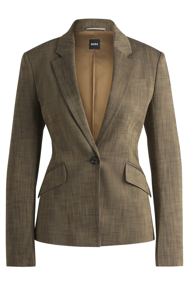 SLIM-FIT BLAZER IN MELANGE SHARKSKIN FABRIC 1