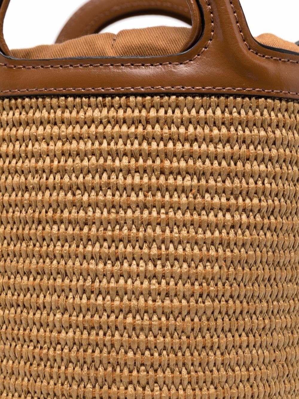 logo-embroidered raffia bucket bag - 4