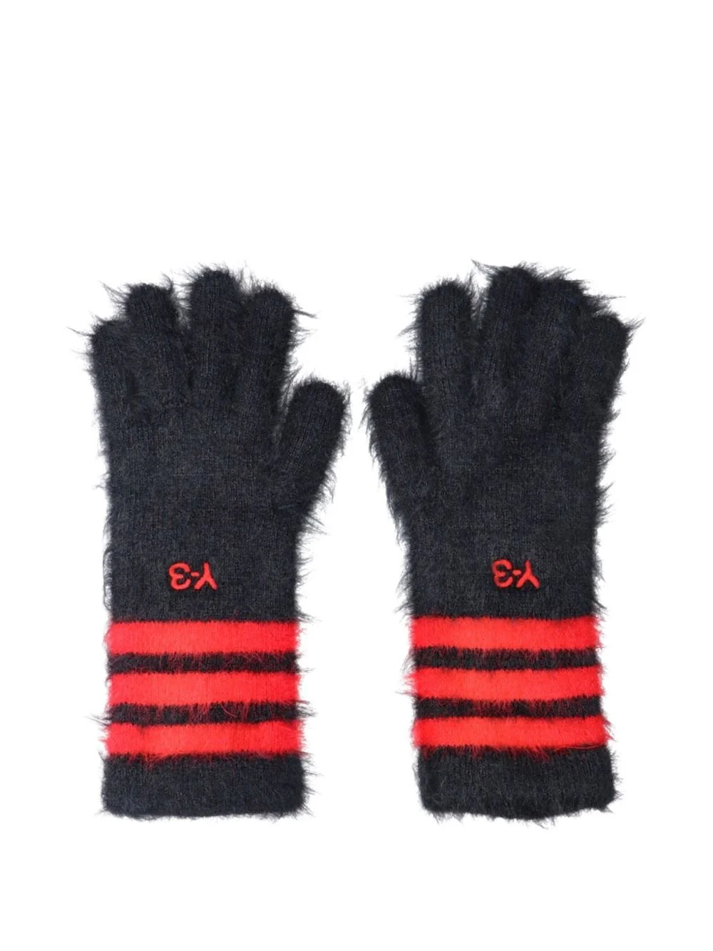 brushed striped-cuff gloves - 1