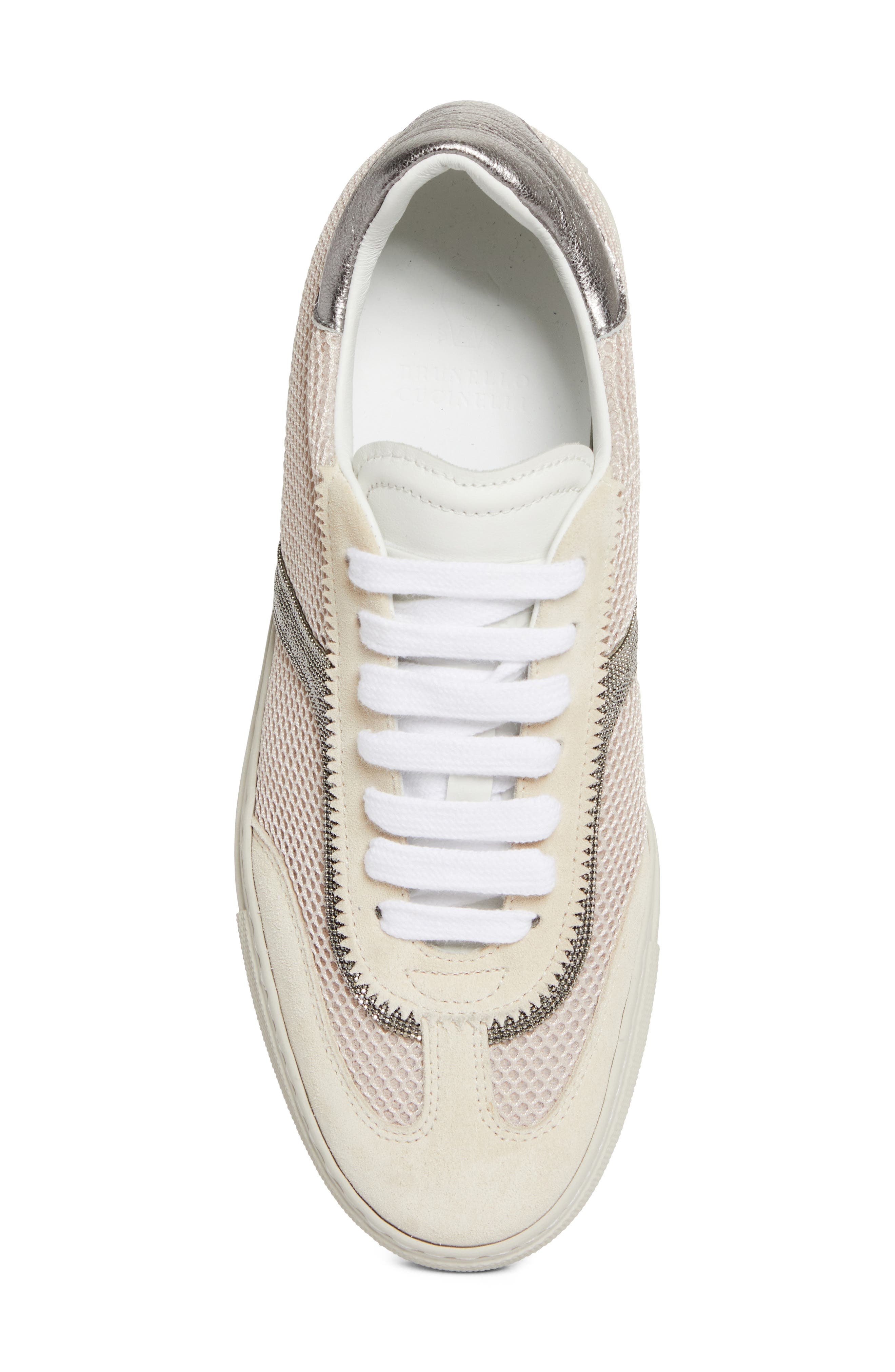 Brunello Cucinelli Monili Trim Mixed Media Low Top Sneaker in C7680 Oat at Nordstrom - 5