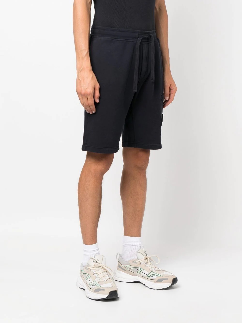 logo-patch cotton track shorts - 3