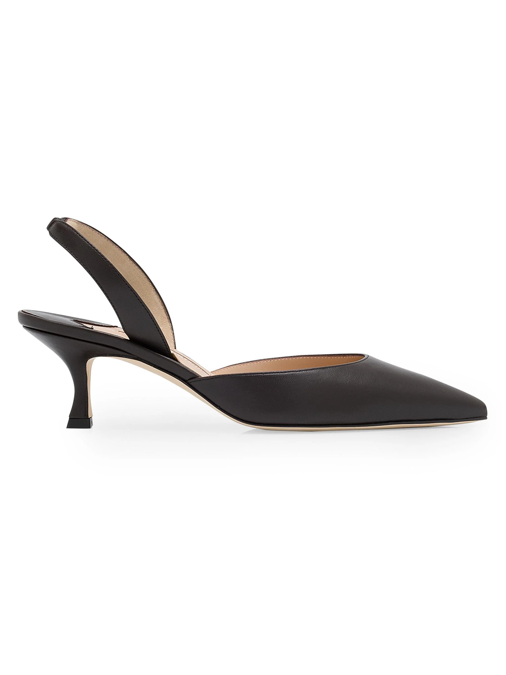 Women's Carolyne 50MM Leather Slingback Pumps - Dark Brown - 1