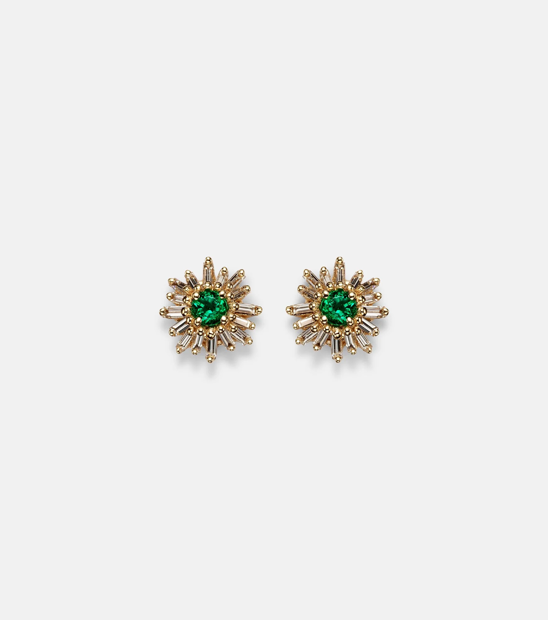 18kt gold earrings with diamonds and emeralds - 1