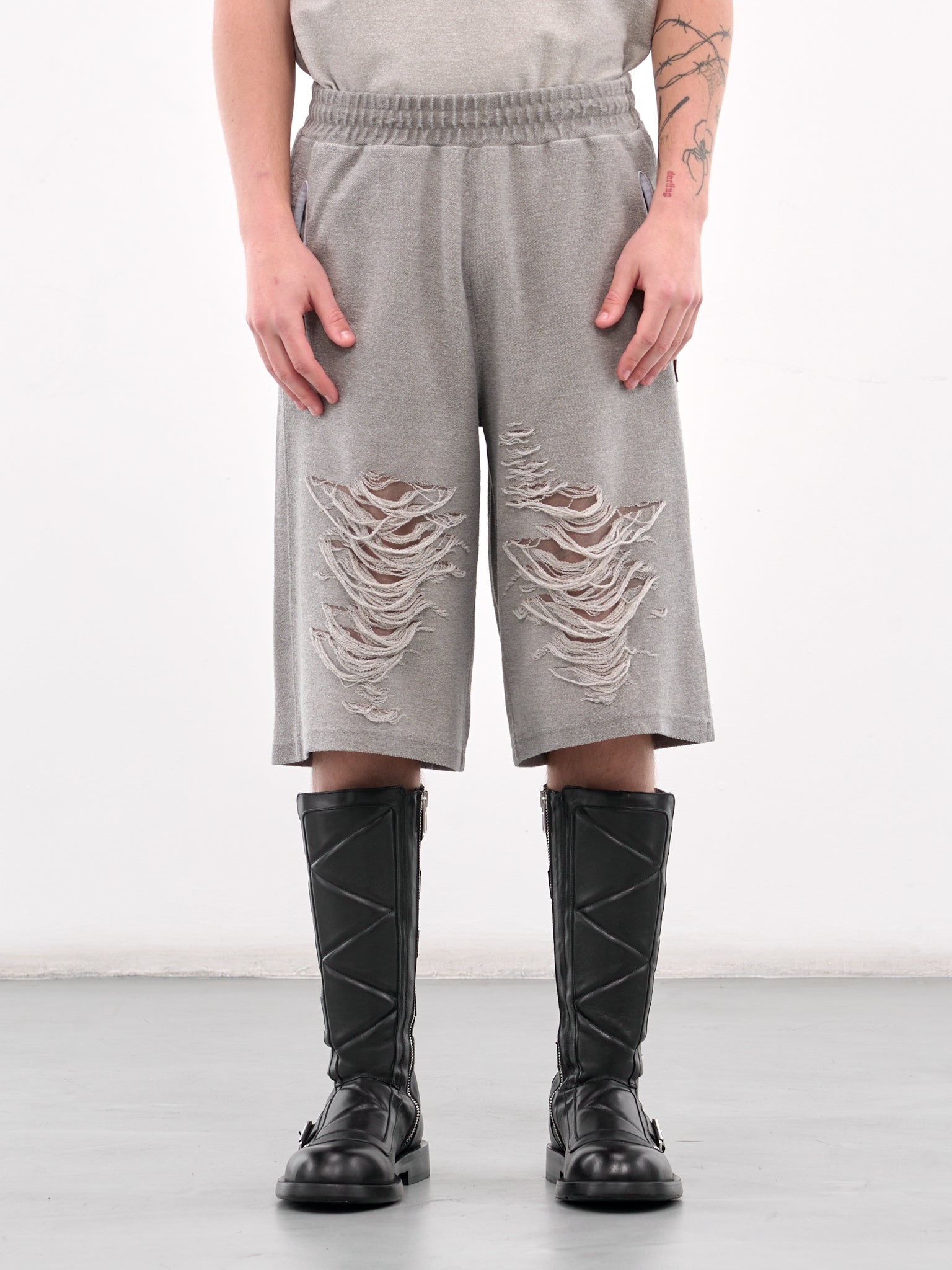 Distressed Sweat Shorts - 1