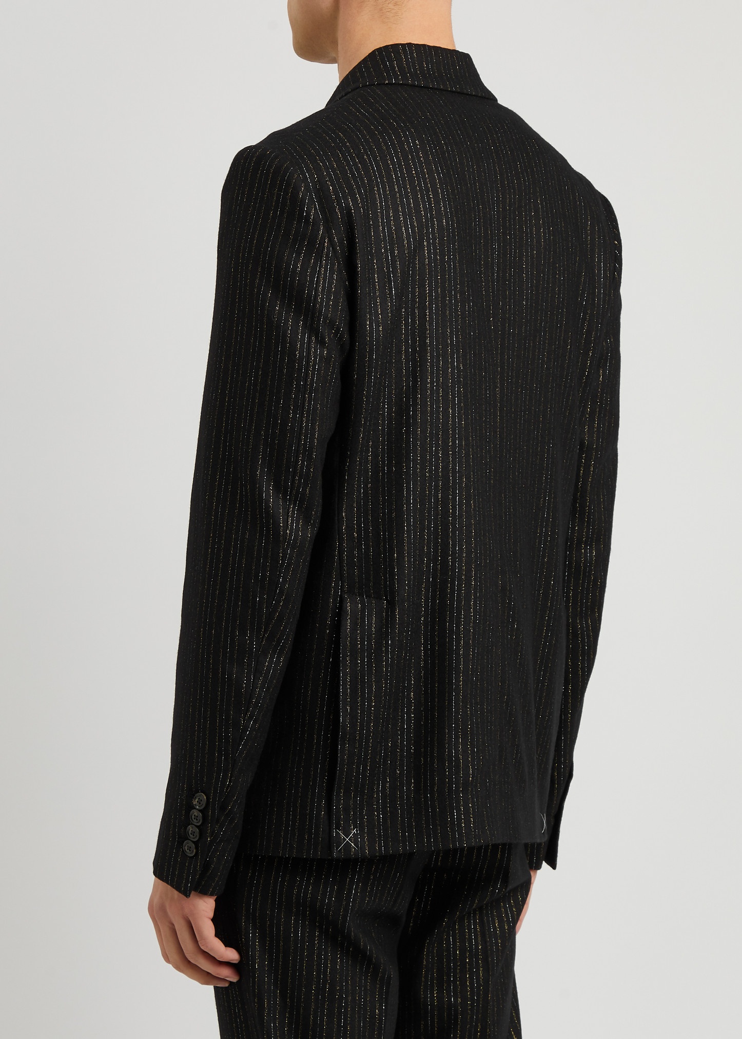 Metallic pinstriped wool-blend blazer - 3