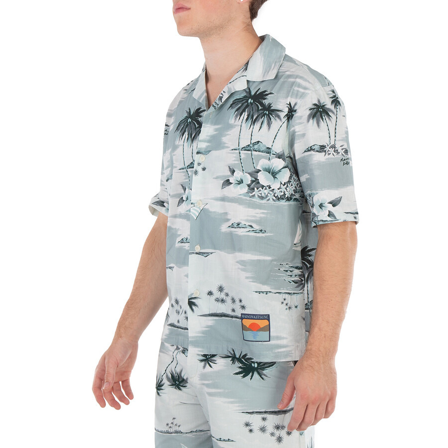 Maison Kitsune Seafoam Design Island-Print Shirt - 4