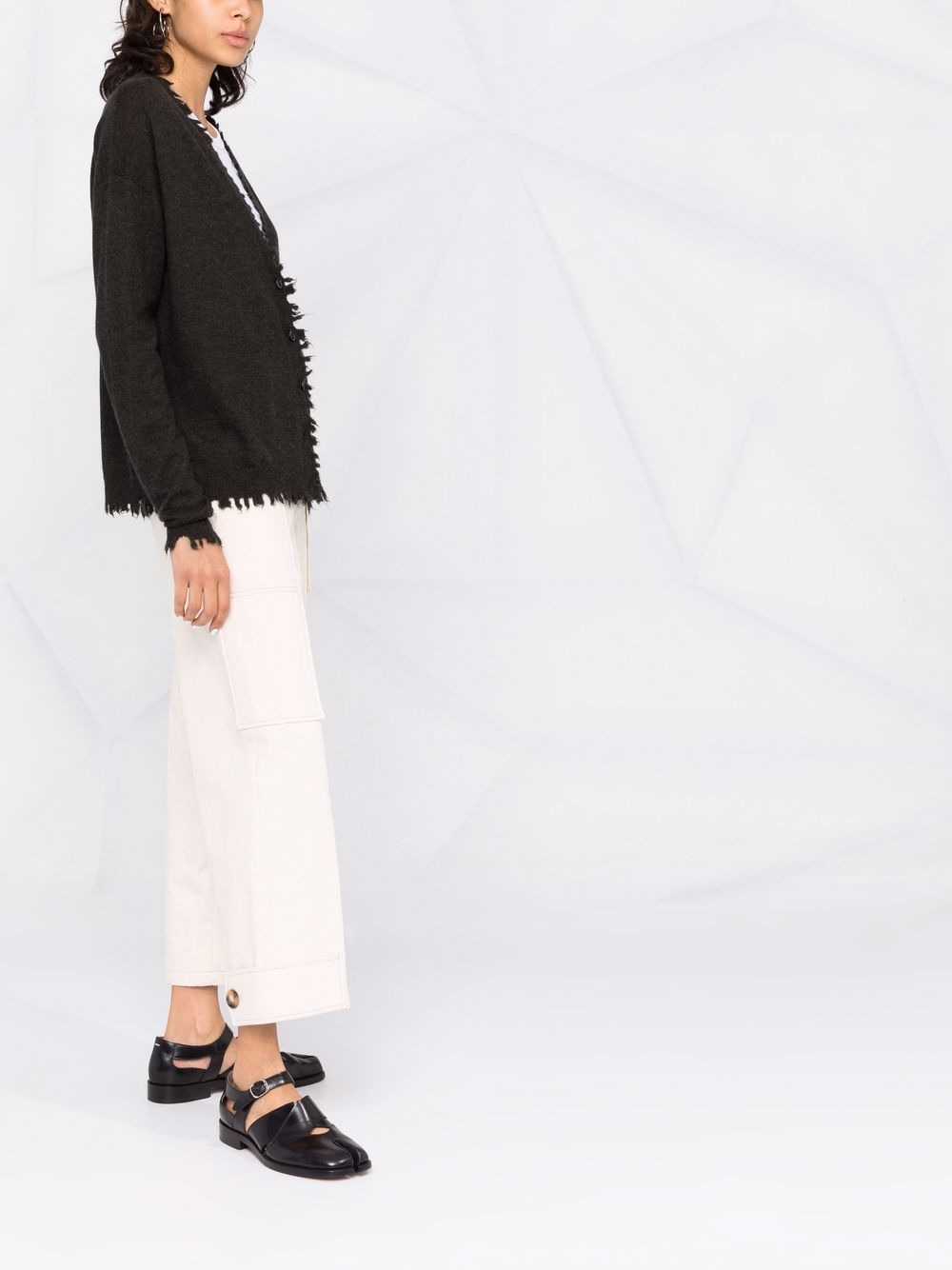 frayed-edge cashmere cardigan - 4