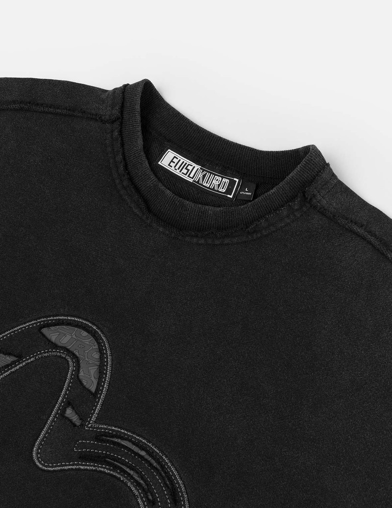 Acid-wash and Distressed Seagull Appliqué Relax Fit Sweatshirt 6