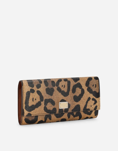 Dolce & Gabbana Leopard-print Crespo continental wallet with branded plate outlook