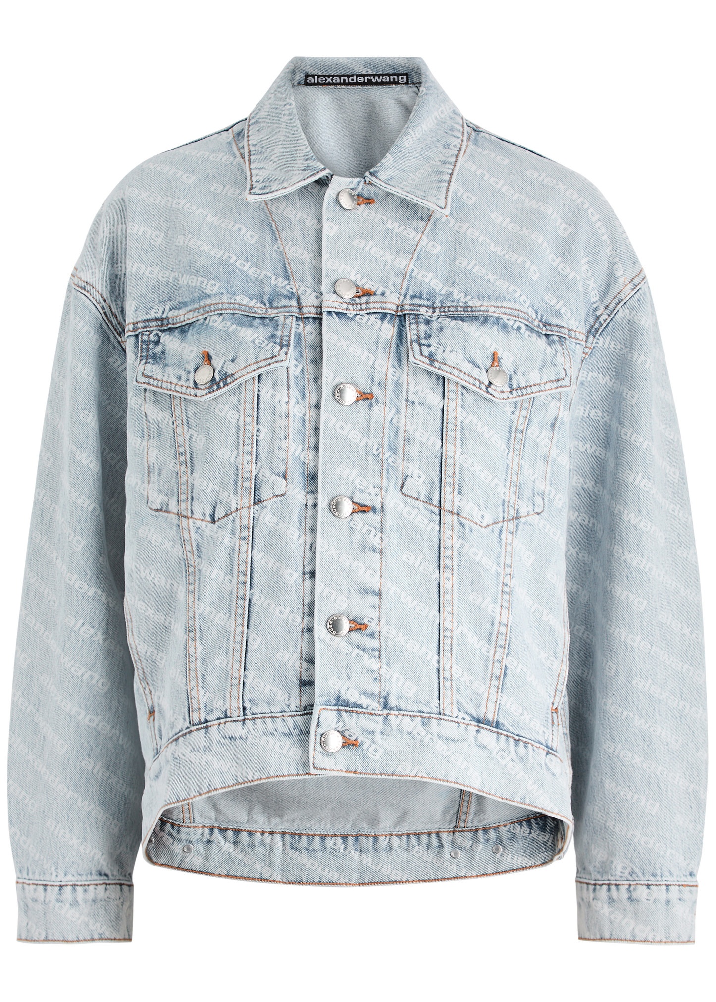 Logo-print bleached denim jacket - 1