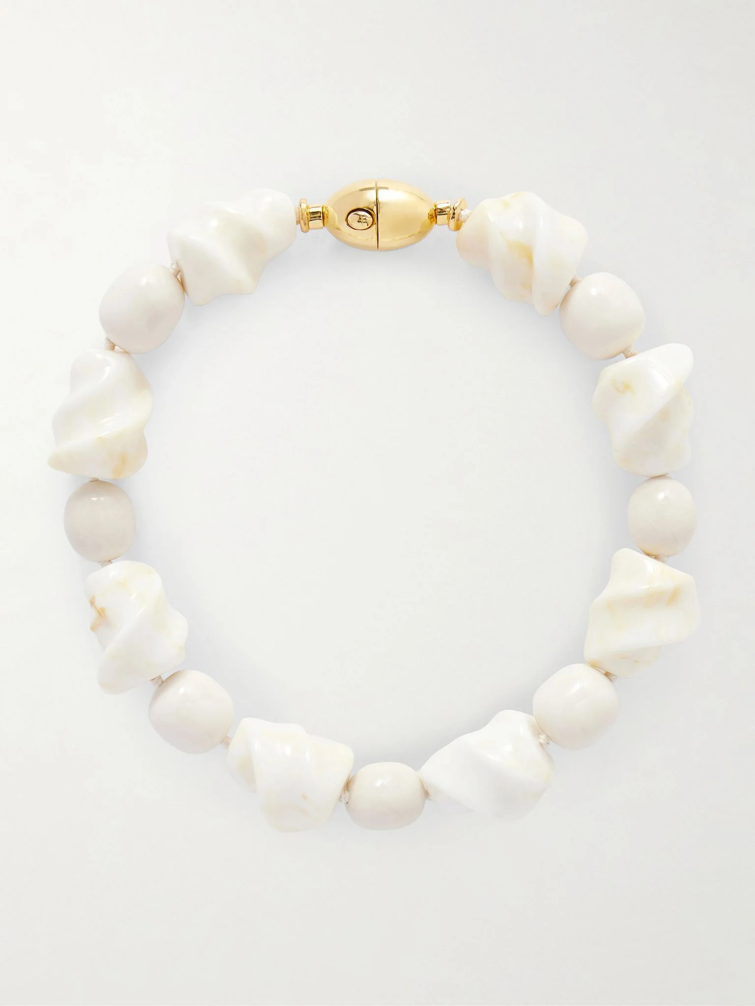 Salamanca gold-tone porcelain beaded choker White - 1