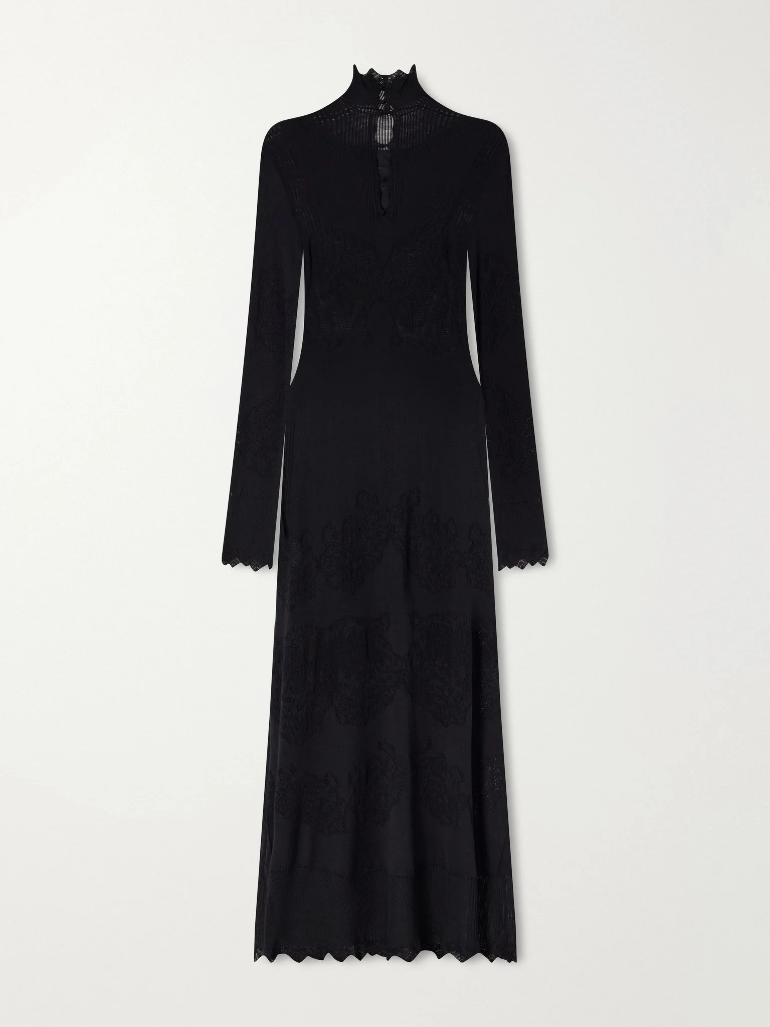 Solace ribbed-knit virgin wool maxi dress Black - 1
