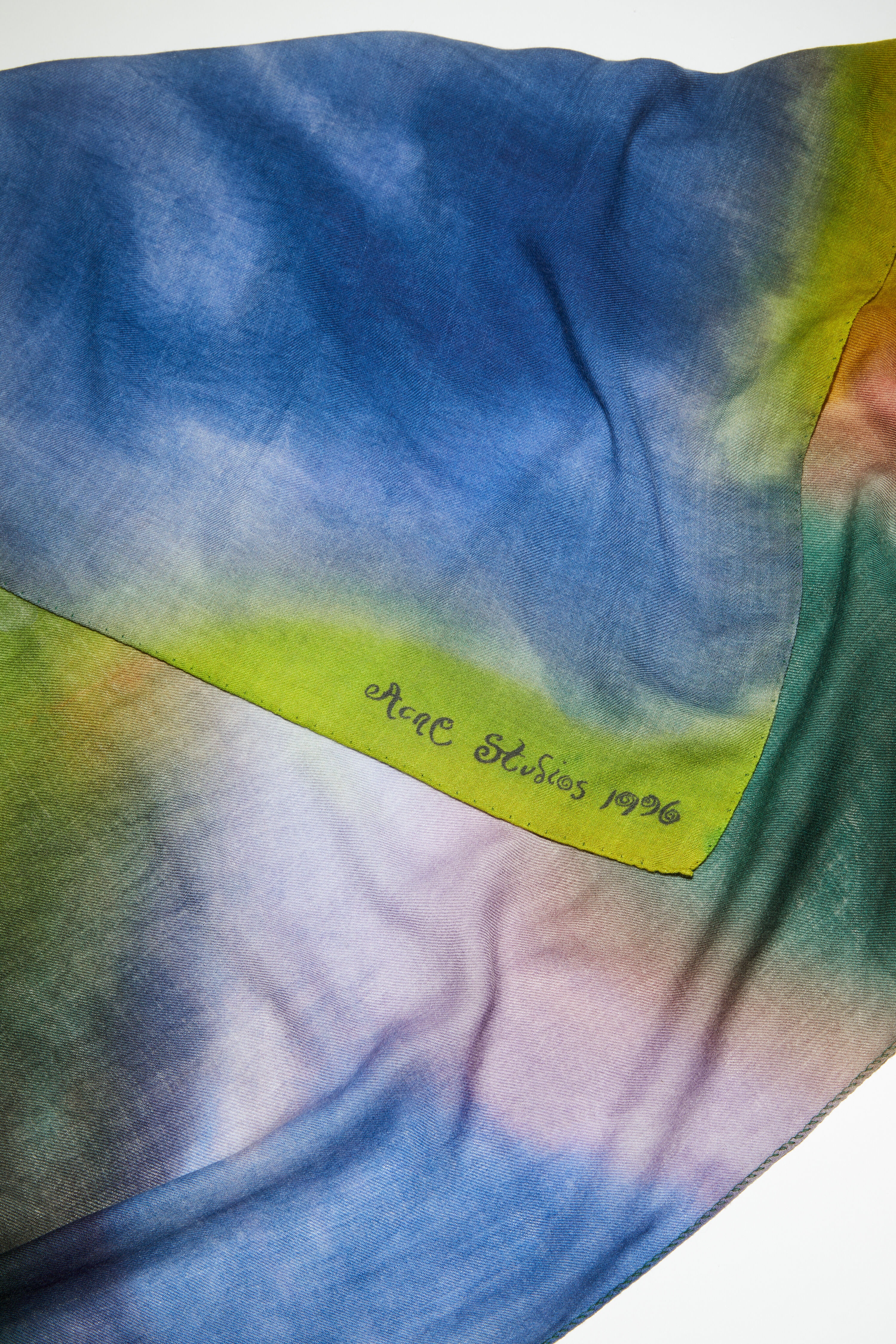 Printed scarf - Acid green/lavender blue - 4