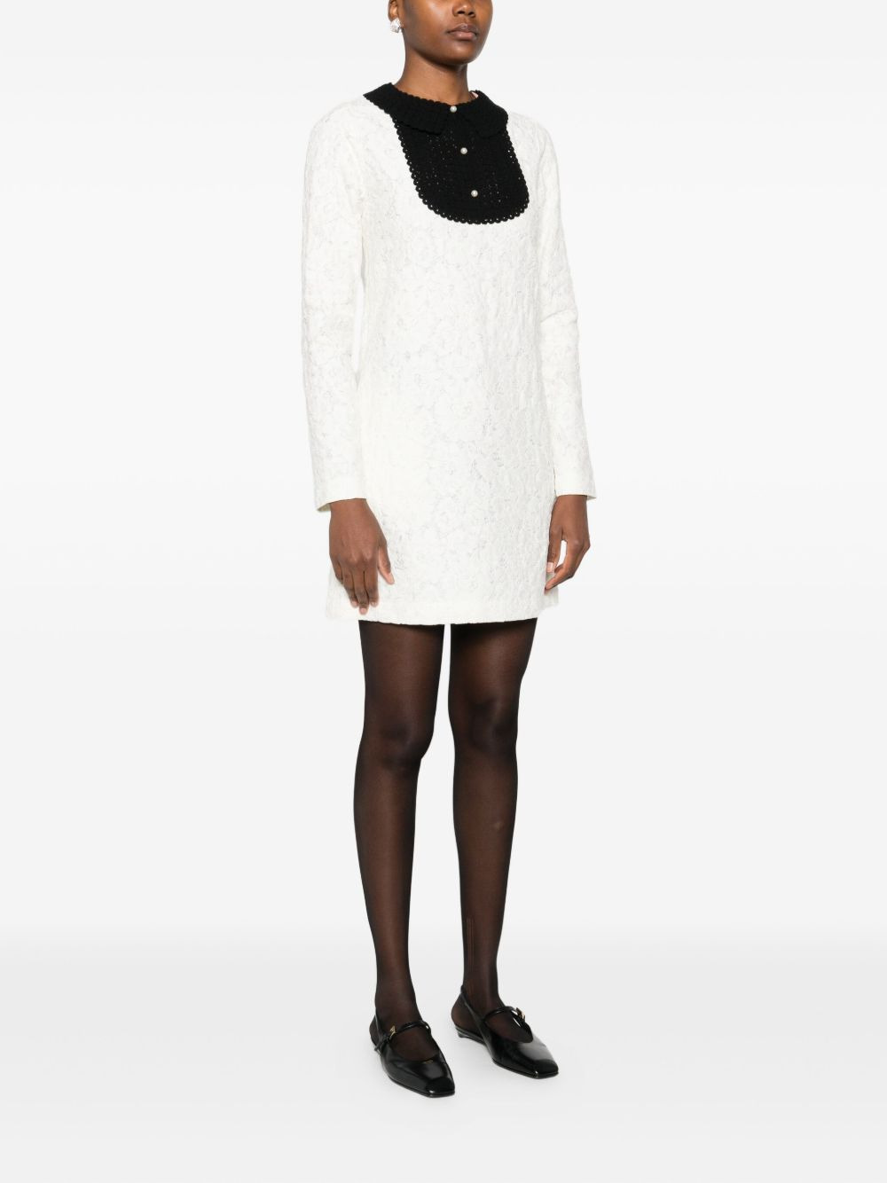 crochet-trimmed lace dress - 3