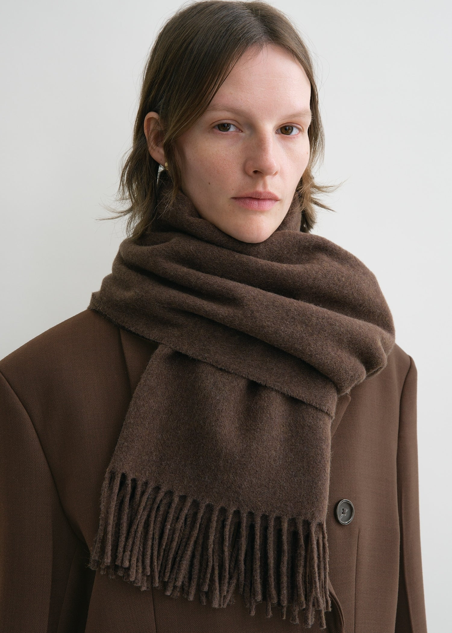 Classic wool scarf washed brown - 4