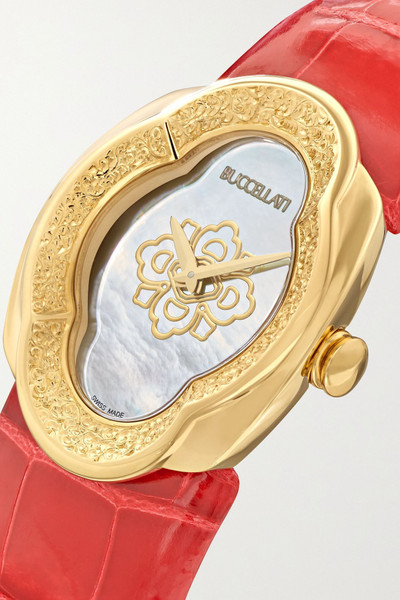 Buccellati Opera 28mm 18-karat gold, alligator and mother-of-pearl watch outlook