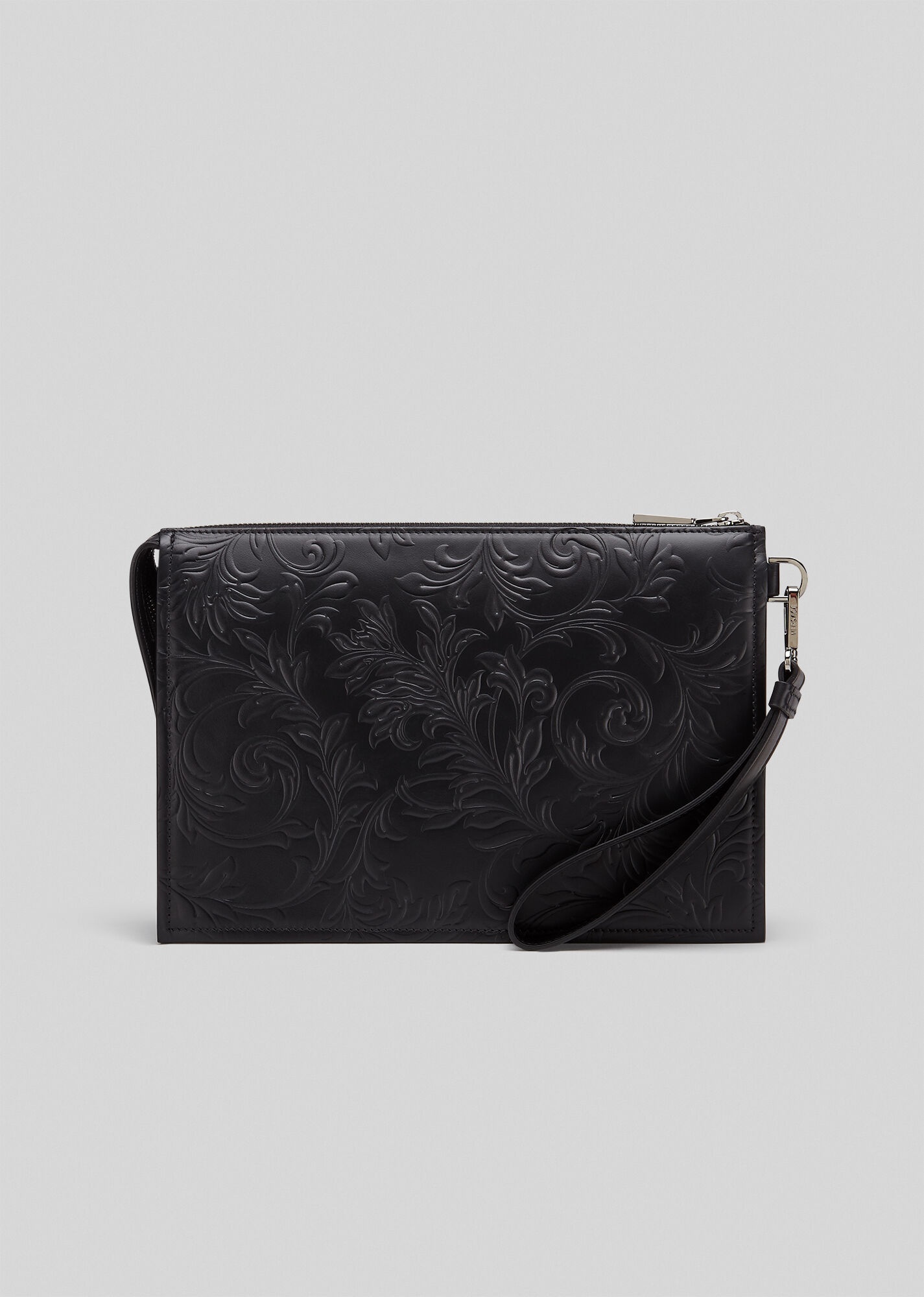 Barocco Embossed Leather Pouch - 3