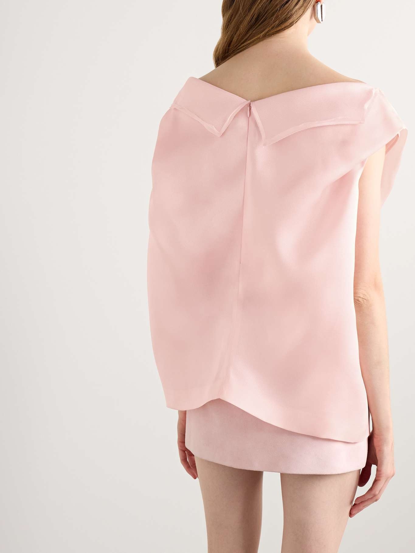 Selly off-the-shoulder silk-gazar top Baby pink - 3