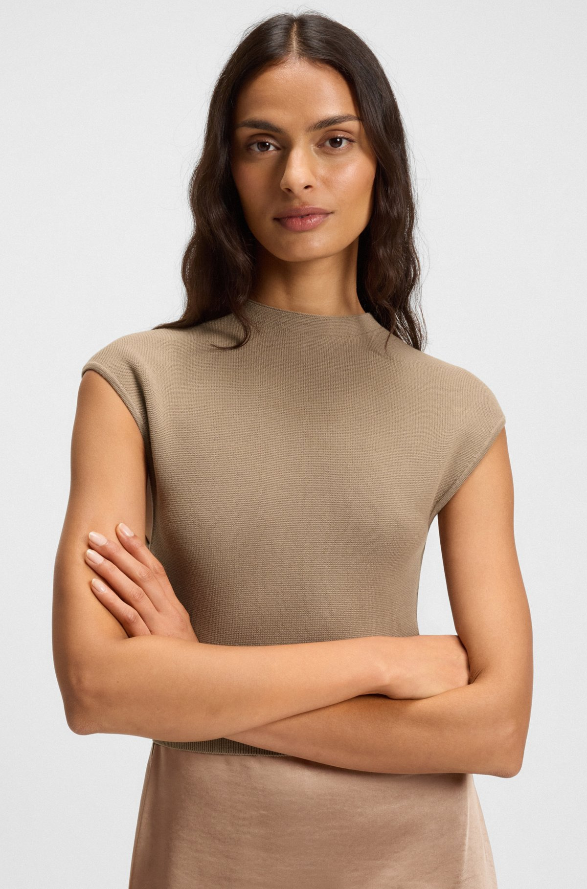KNITTED DRESS WITH SATIN SKIRT - 4