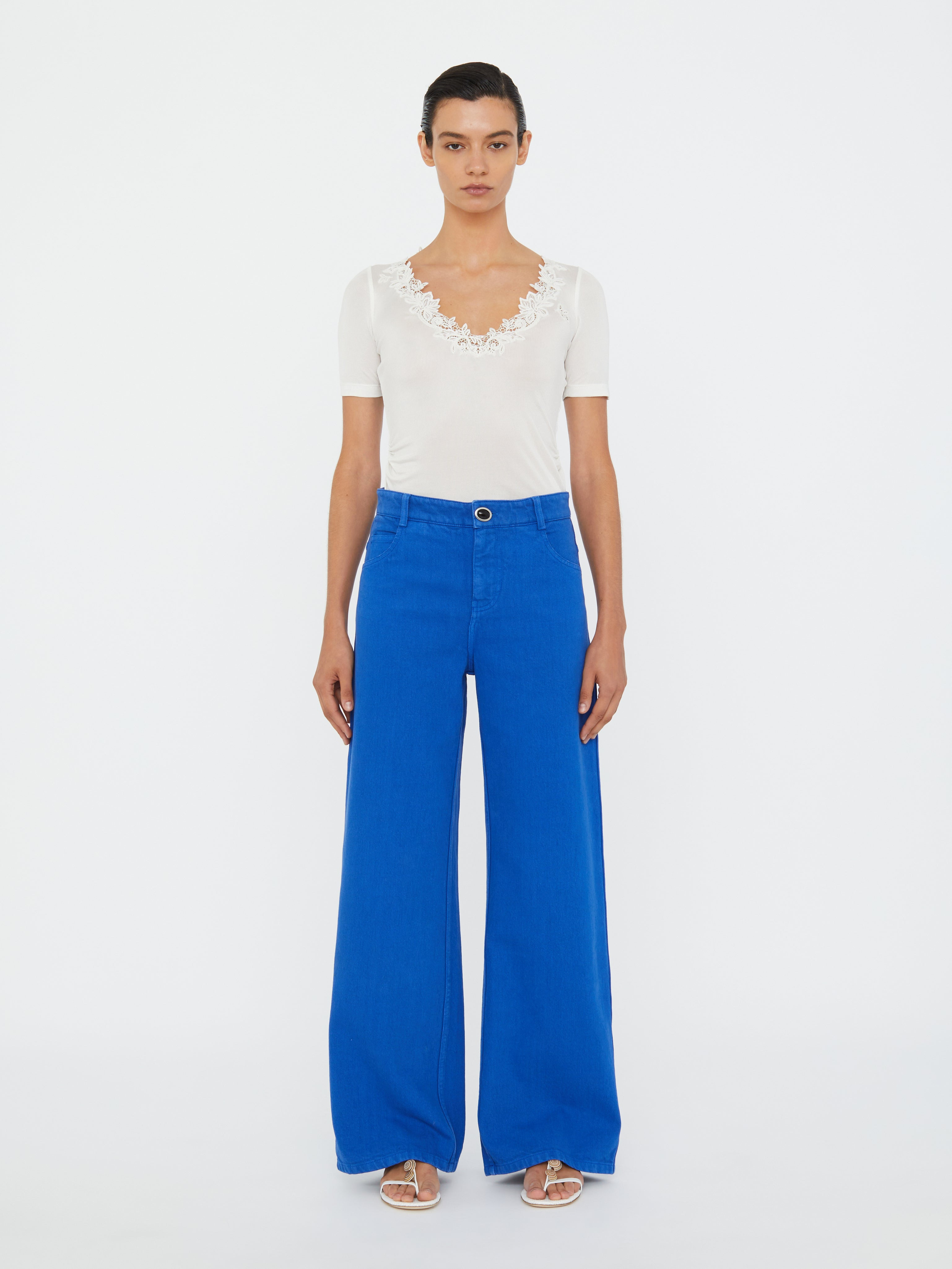 Hibiscus Embroidered Rib Tee - 2