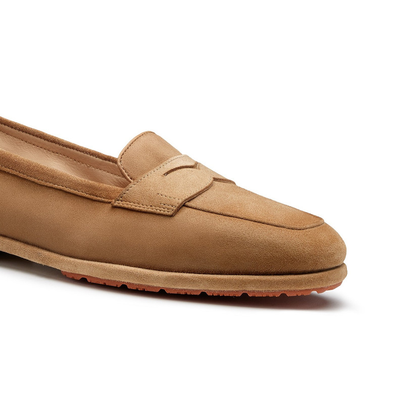 Women's beige suede Carla Driver penny loafer 6