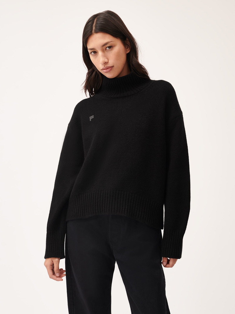 PANGAIA Women's Recycled Cashmere Turtleneck Sweater - Black outlook