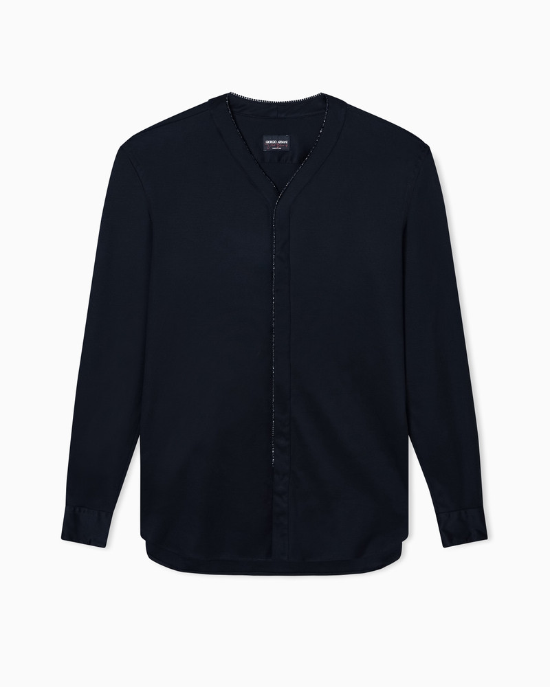 Giorgio's silk interlock shirt with rhinestone piping 1