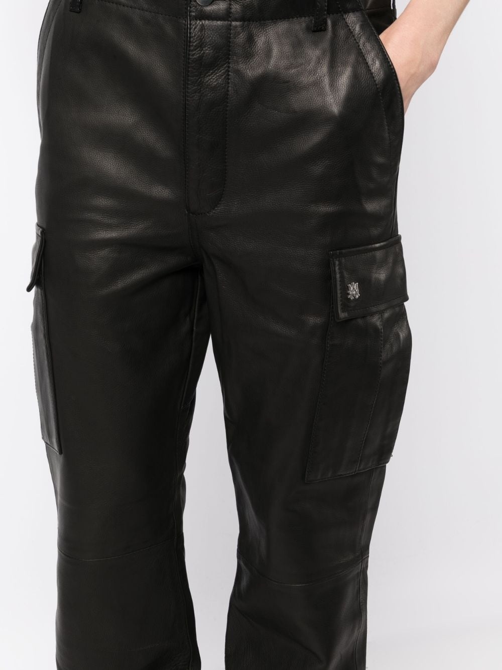logo-plaque polished-finish trousers - 5