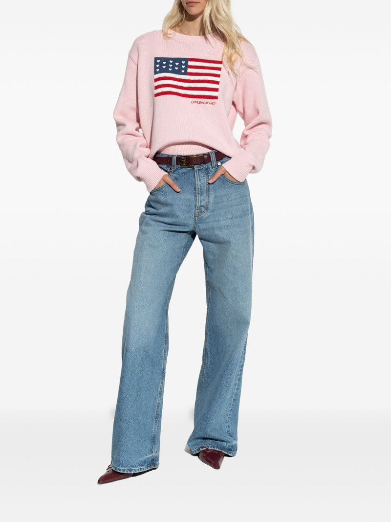 LoveShackFancy Blushing flag-knit sweater outlook