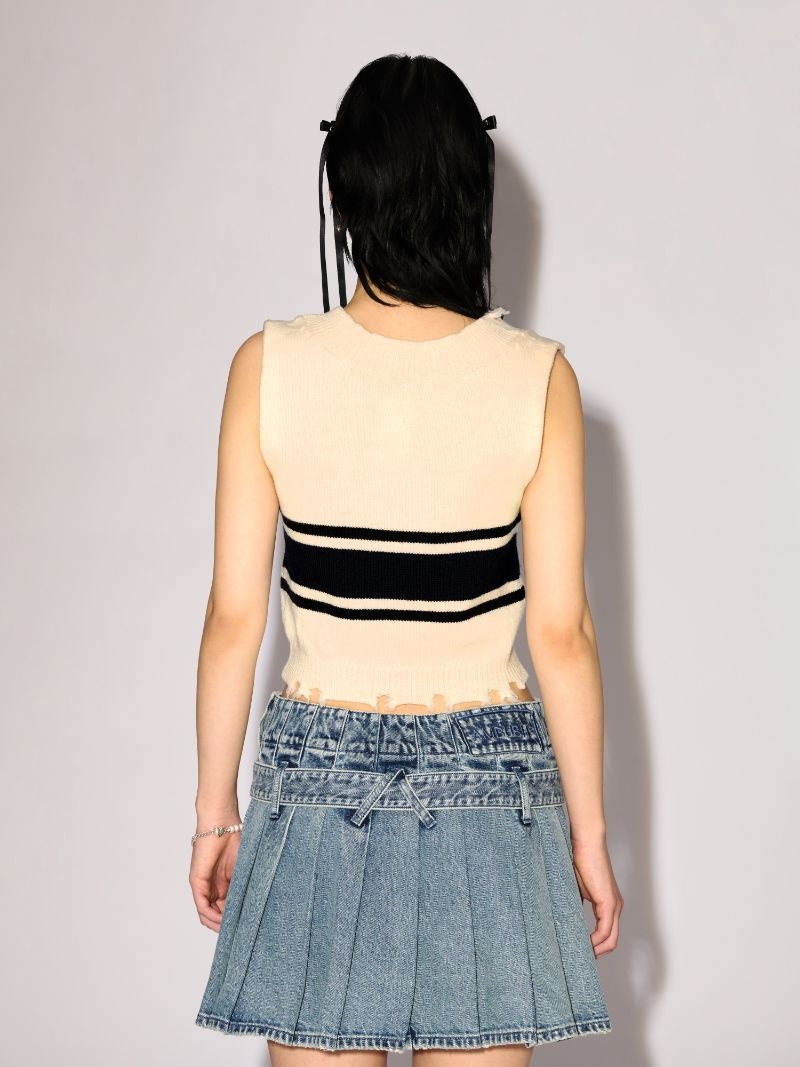 DESTROYED RIB ROUND NECK TOP - 4