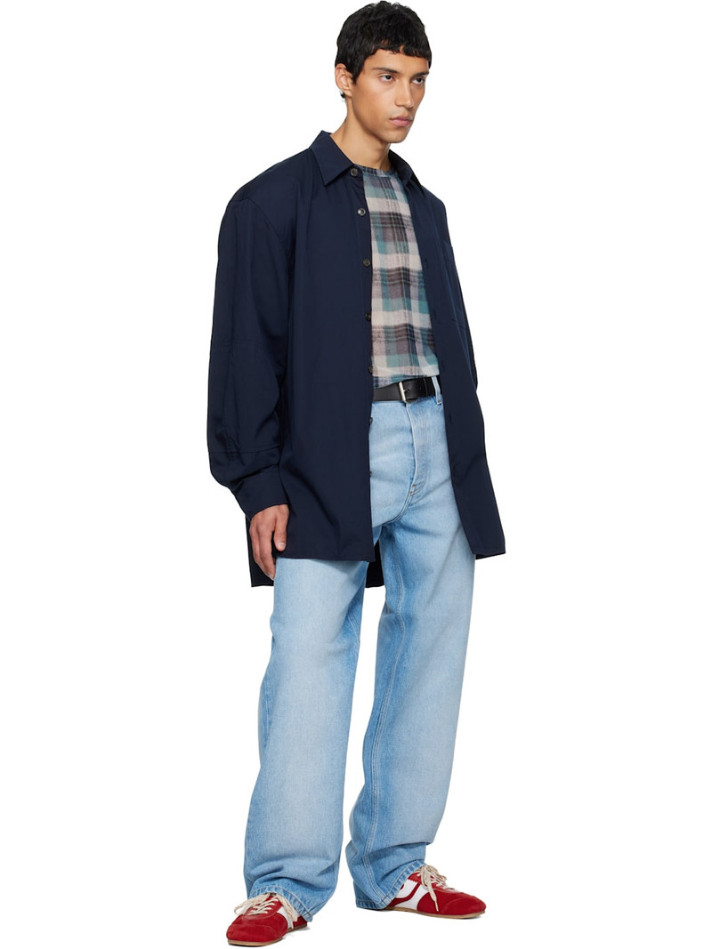 Dries Van Noten Navy Paneled Shirt outlook