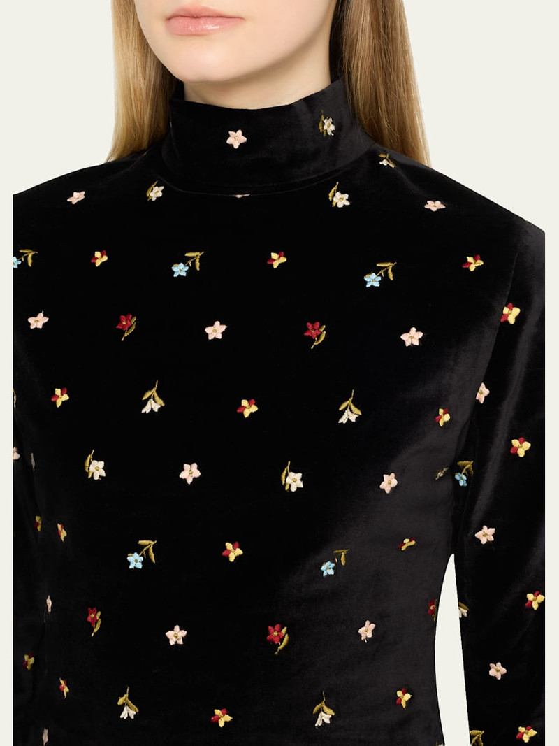 ALIX OF BOHEMIA Romy Long-Sleeve Floral Velvet Mini Dress outlook