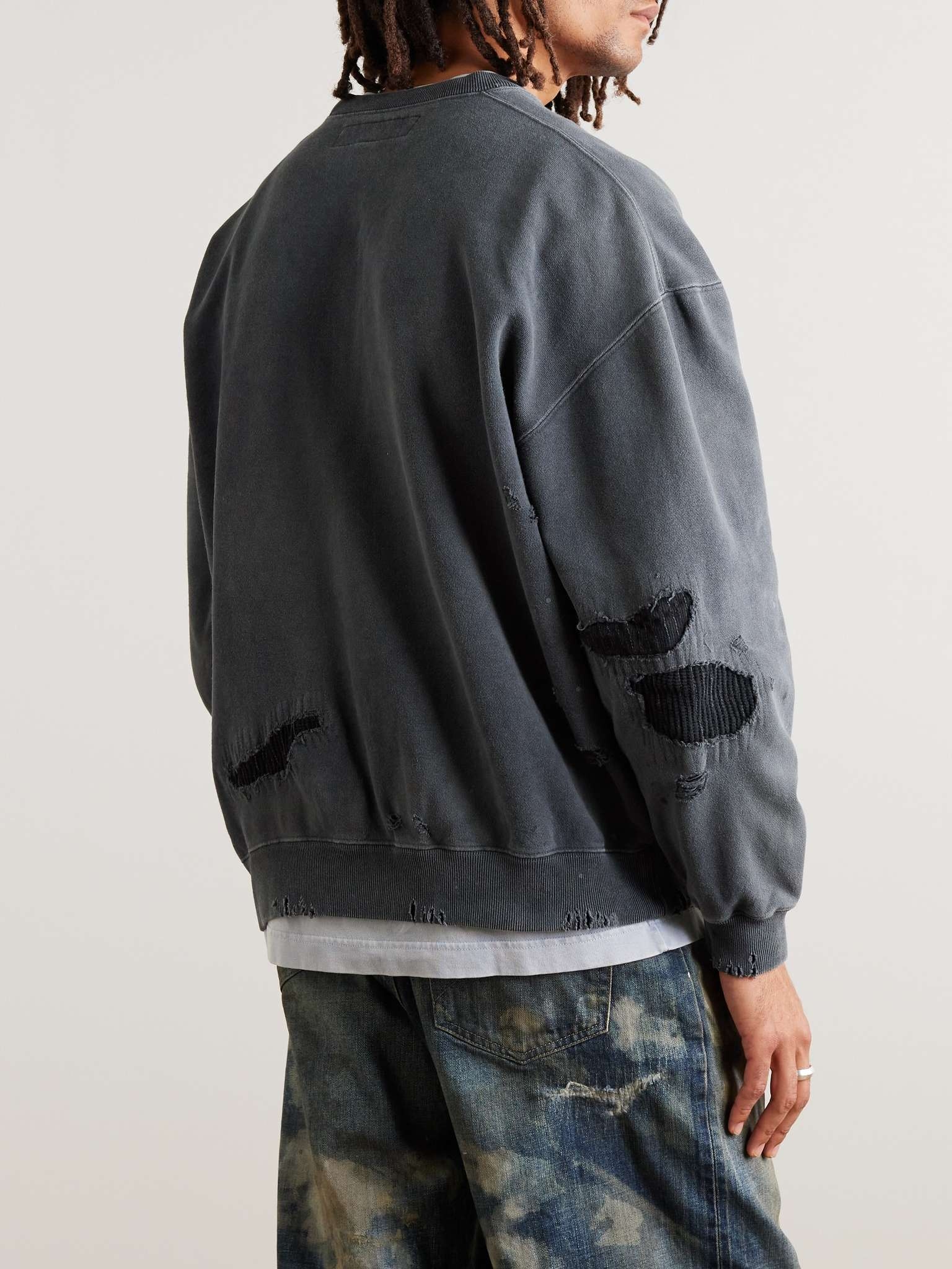 Savage Logo-Embroidered Appliquéd Distressed Cotton-Jersey Sweatshirt - 3