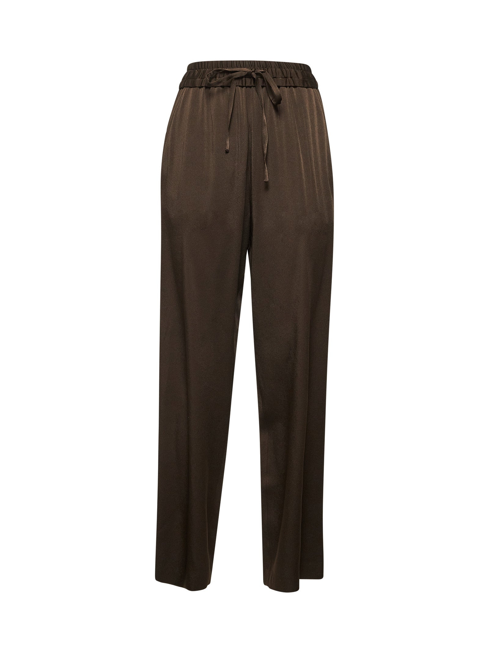 Brown satin Kendry trousers - 1