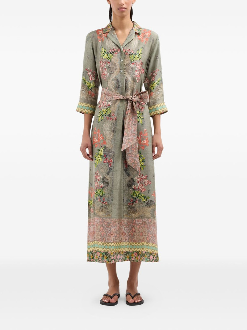 Aloe belted floral-motif midi shirt dress 3