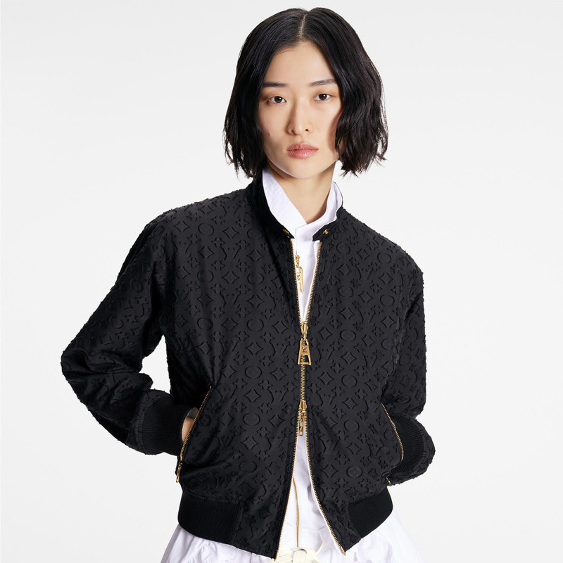 뒤집을 수 있는 Monogram 기복 Bomber 재킷 3
