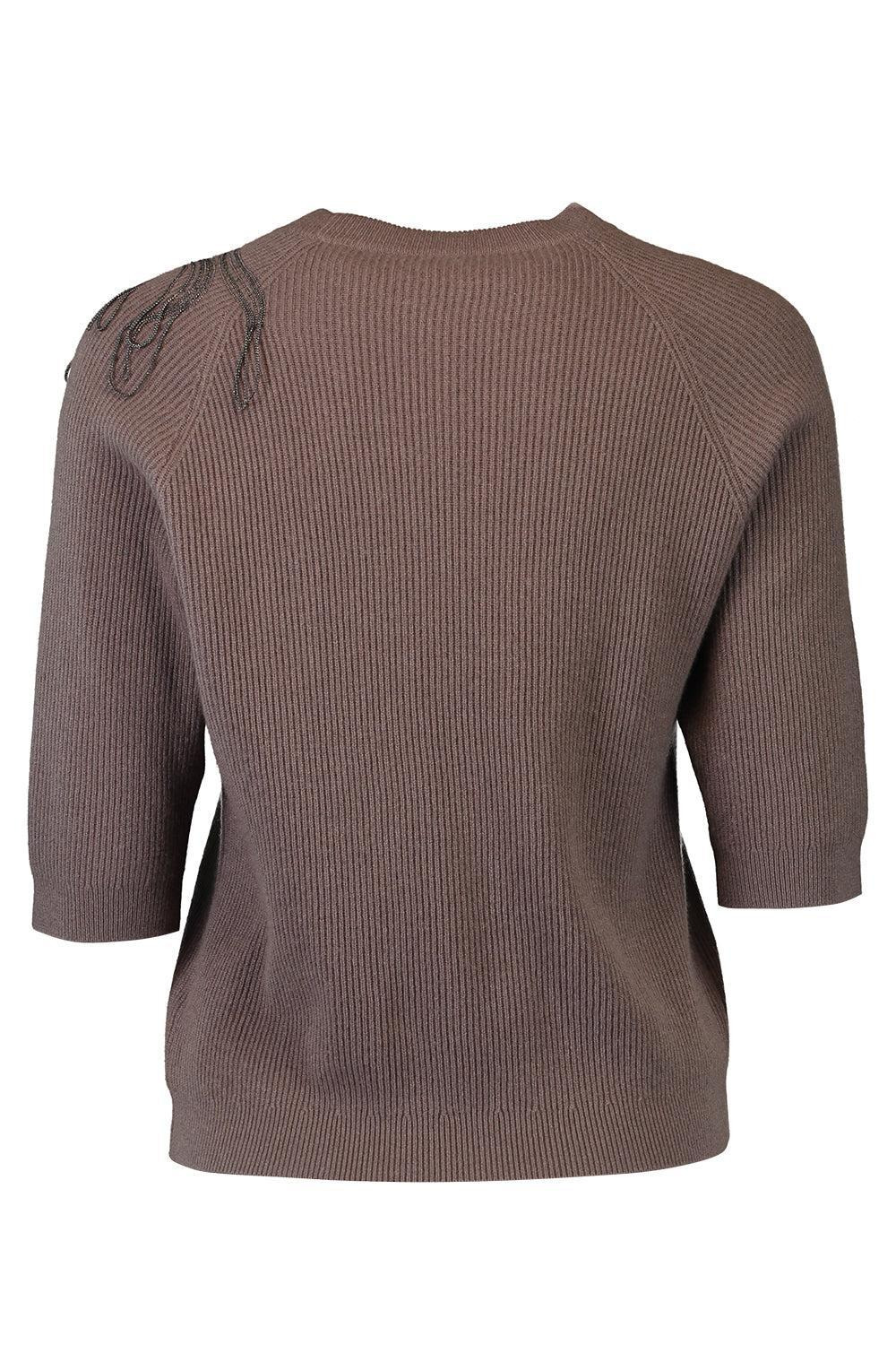 Embroidered Short Sleeve Pullover Sweater - 5