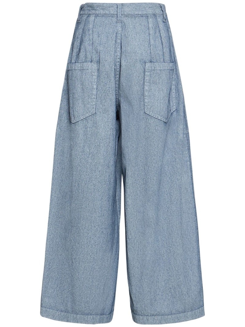 Coated denim wide jeans - 5