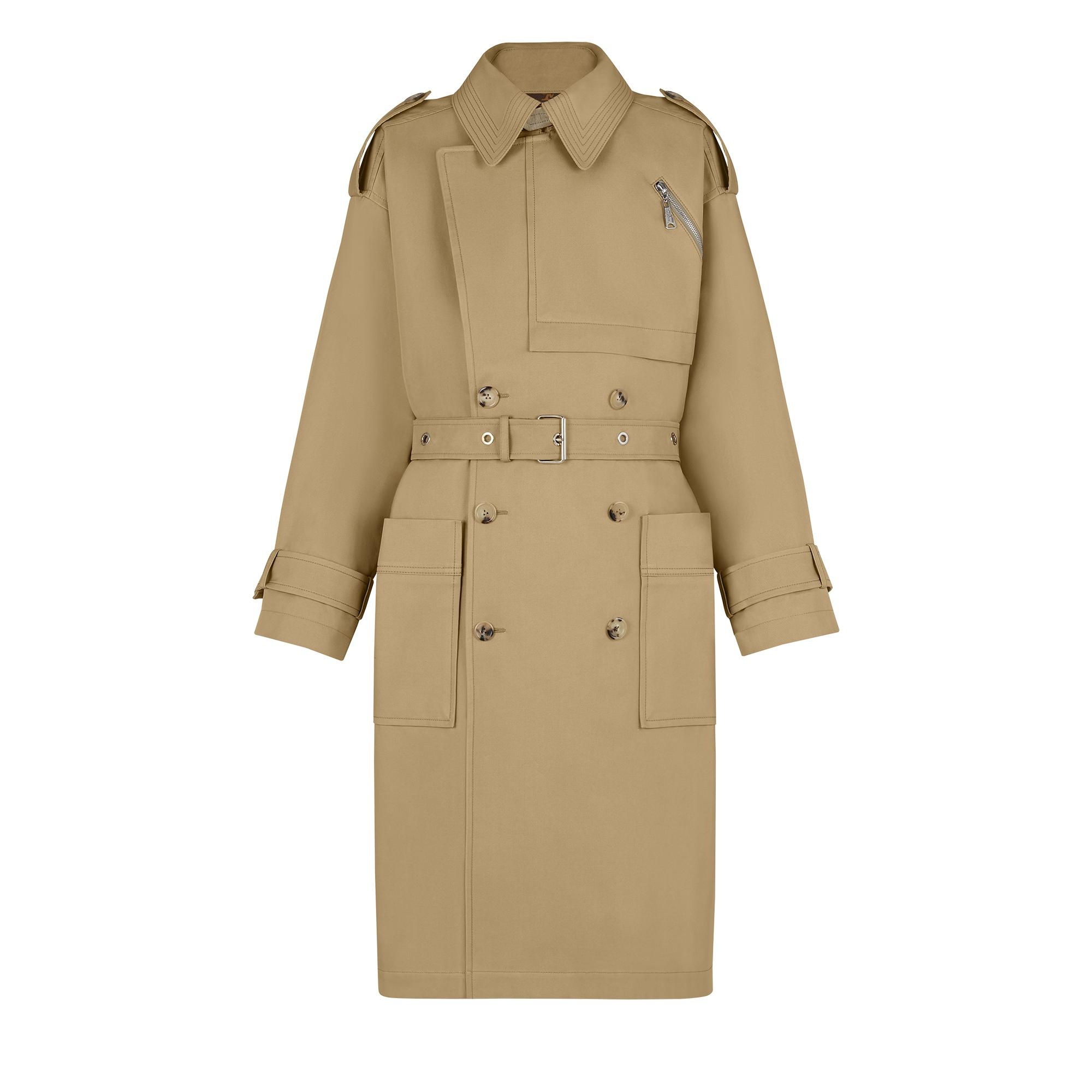 Classic Double-Breasted Trench Coat with Patch Pockets - 1