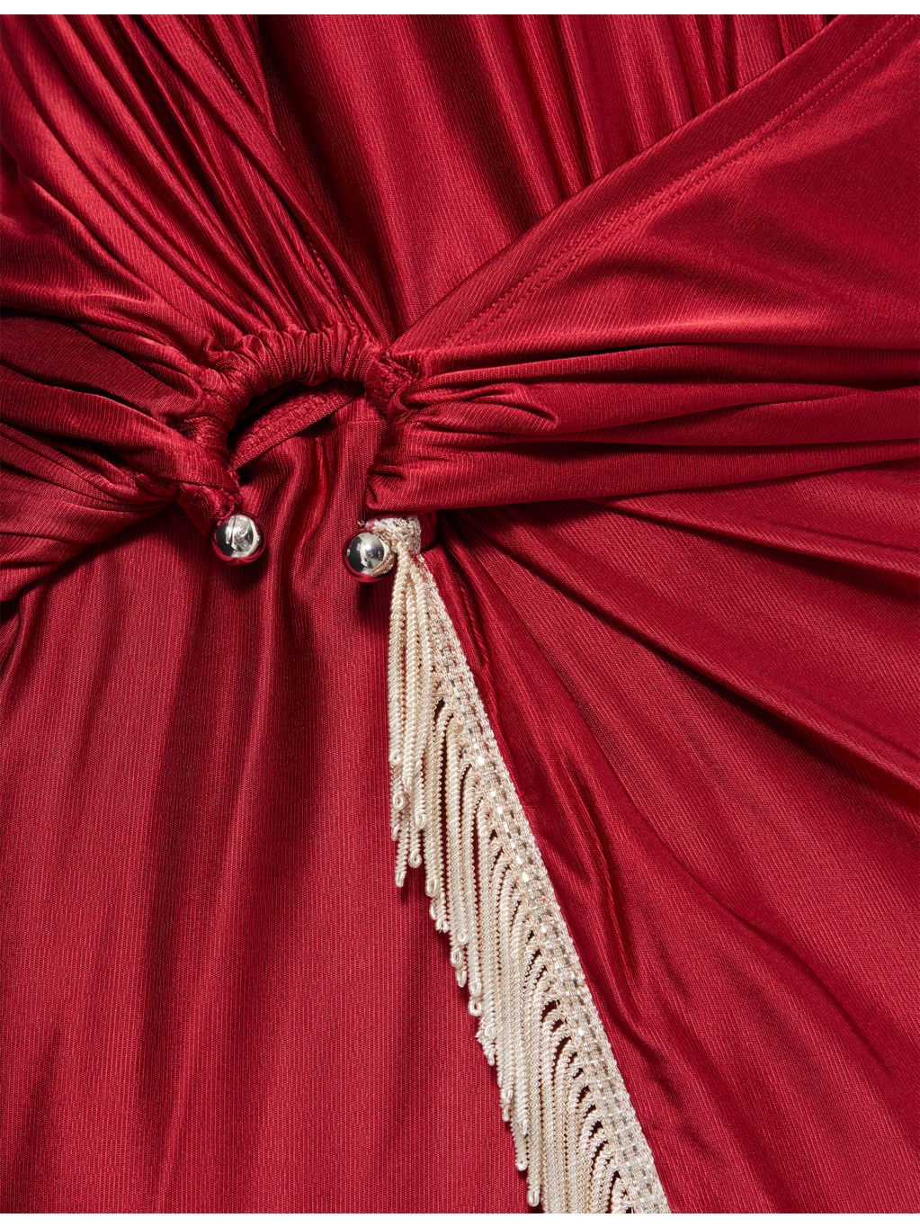 Draped Fringed Stretch-Jersey Maxi Dress - 6