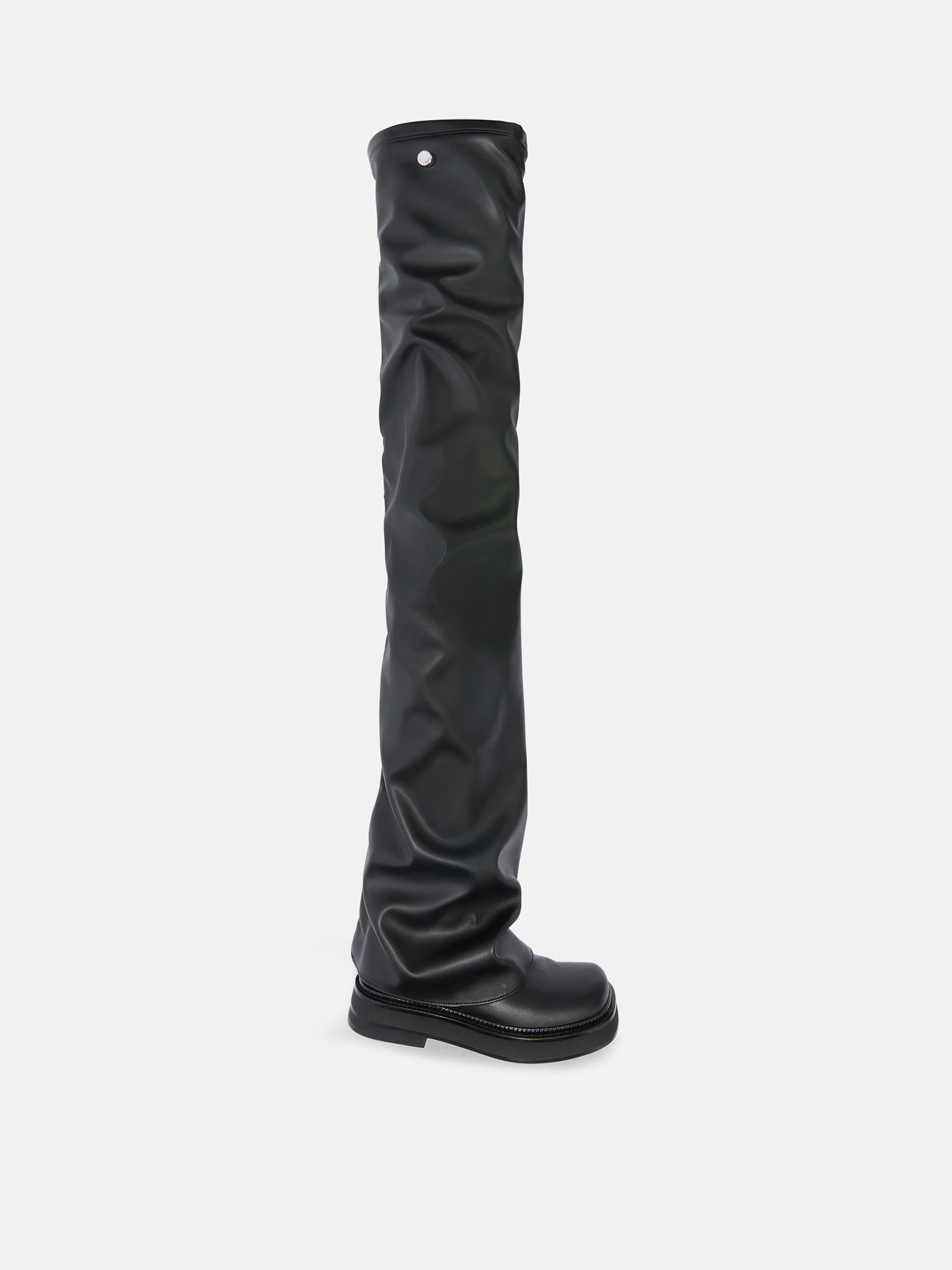 ''ROBIN OTK'' BLACK THIGH HIGH BOOT FLAT - 1