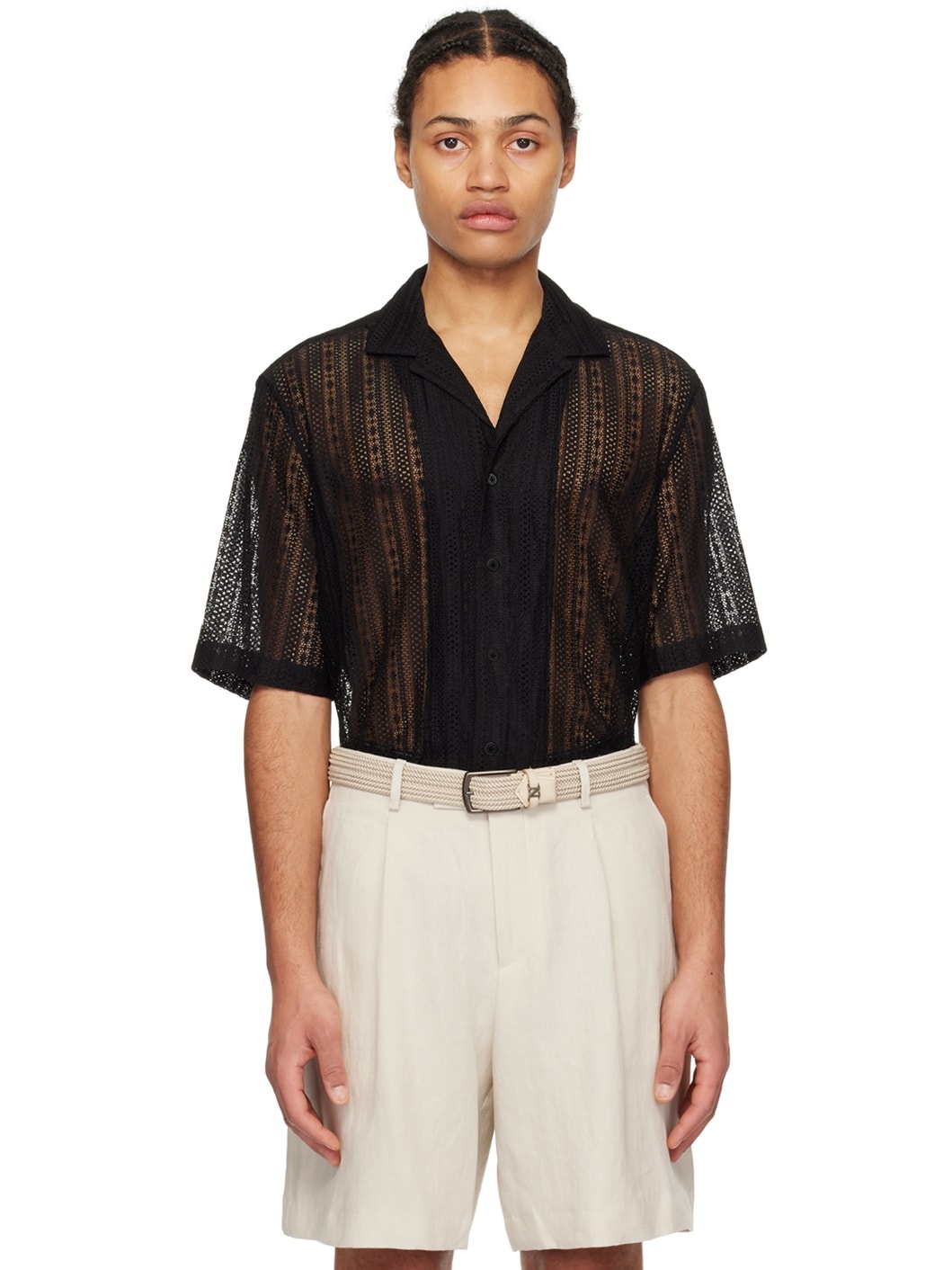 Black Semi-Sheer Shirt - 1