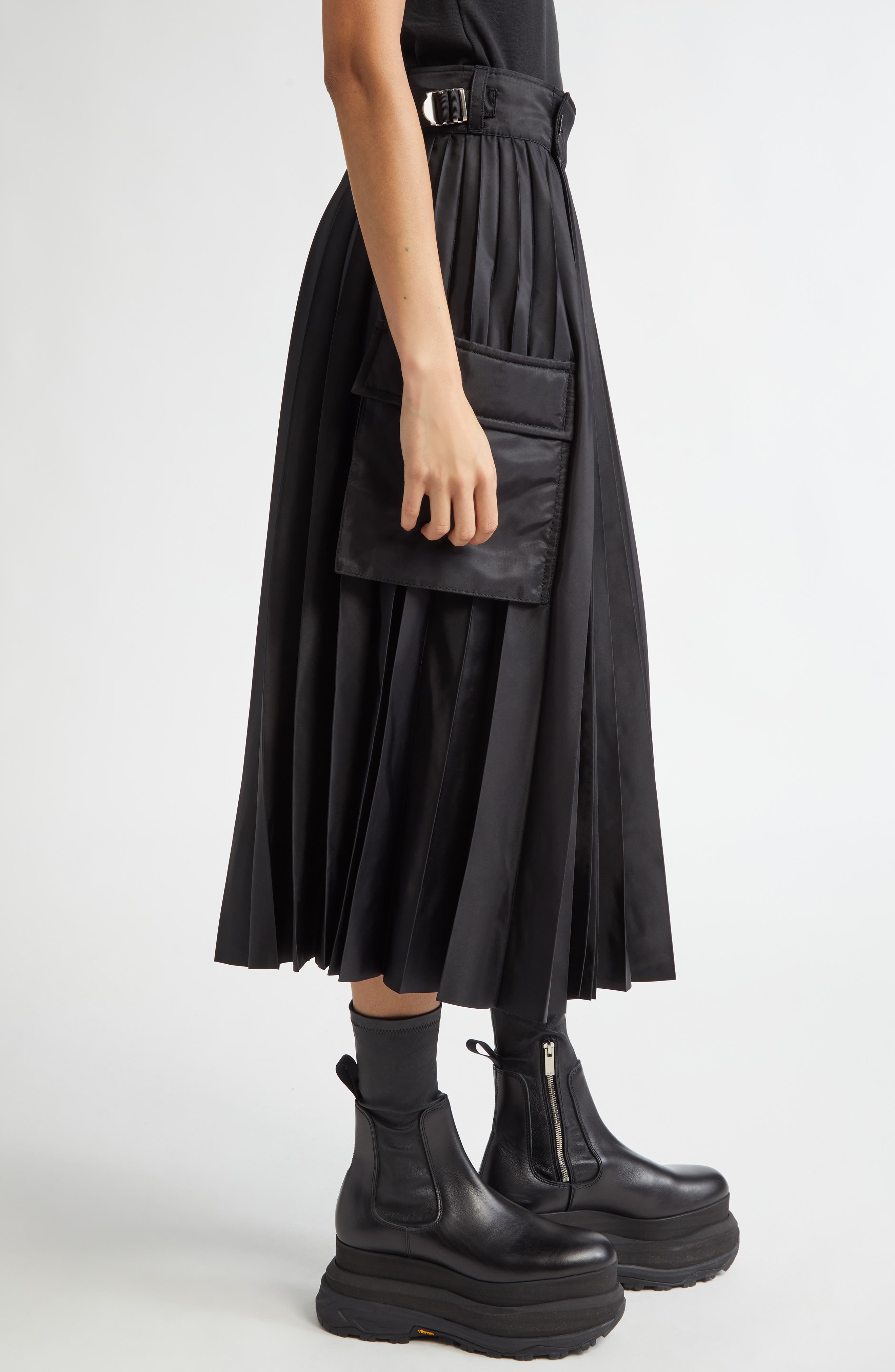 Pleated Cargo Midi Skirt - 3