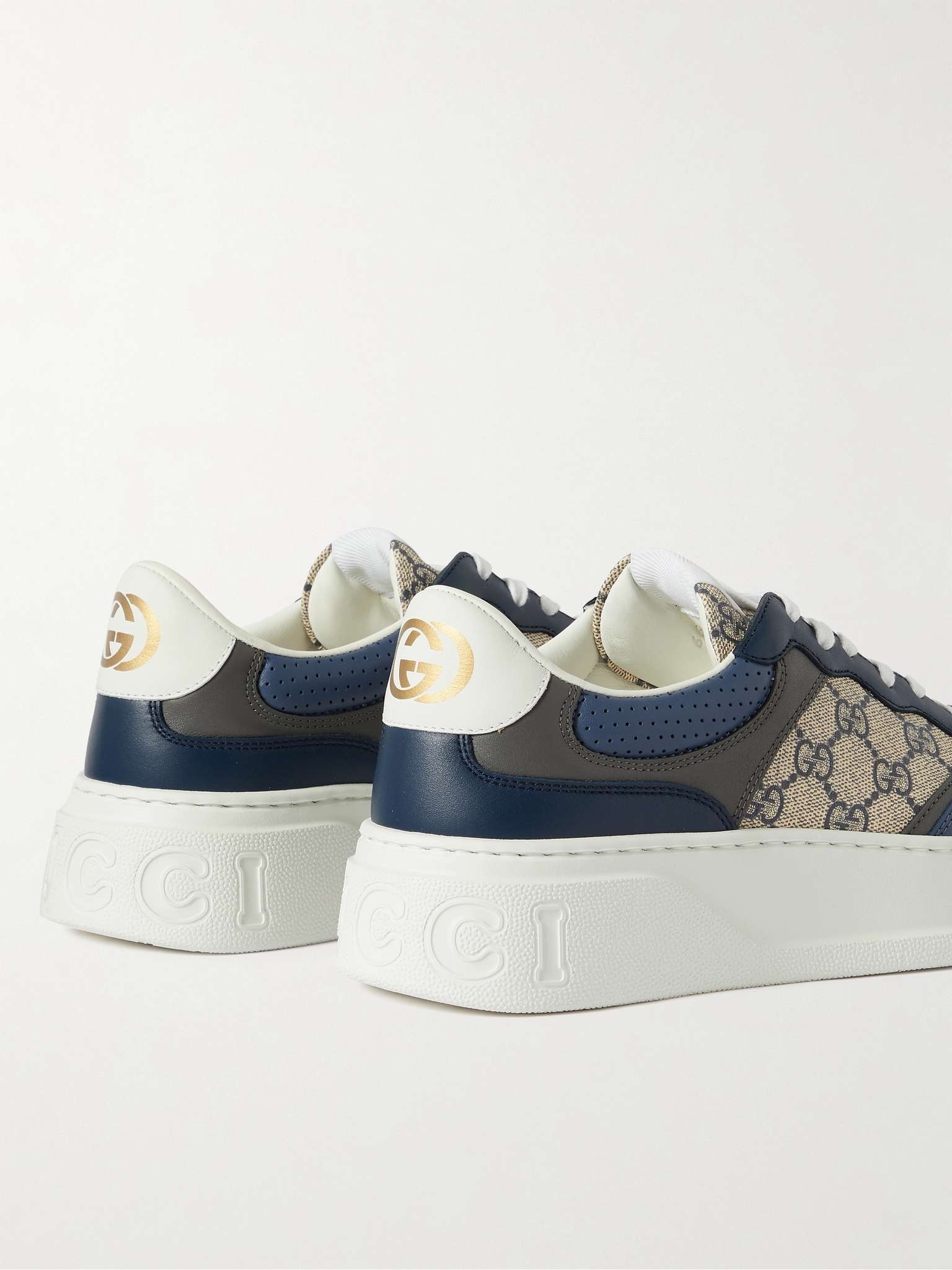 Monogrammed Coated-Canvas and Leather Sneakers