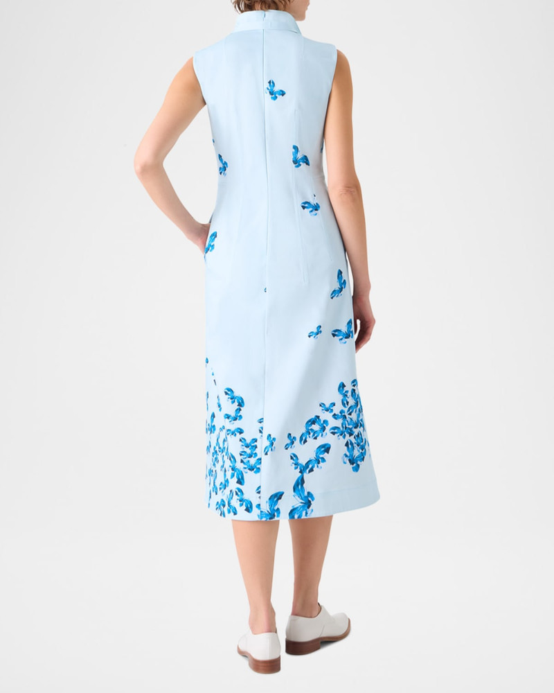Butterfly-Print Cotton Sleeveless Midi Shirtdress 3