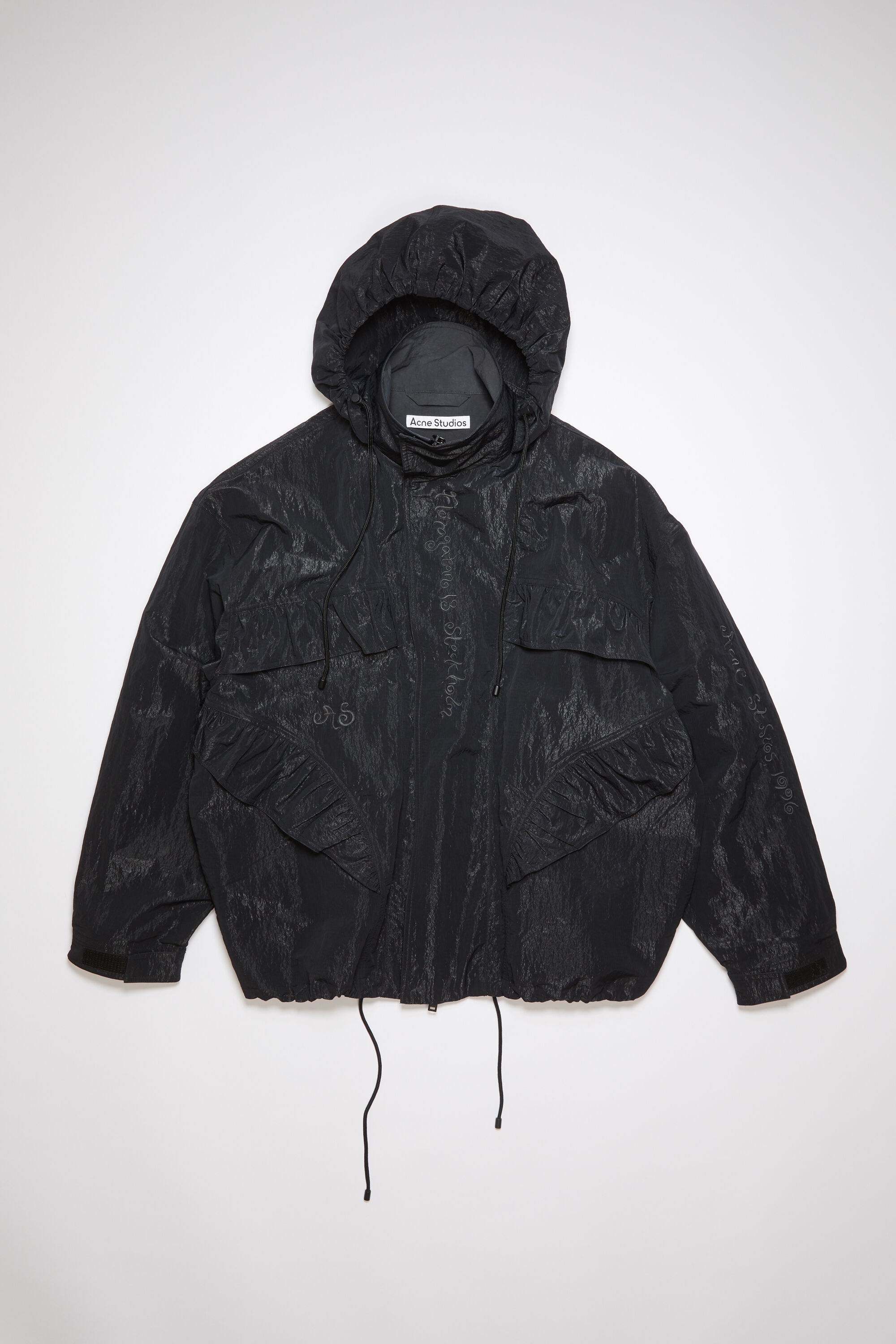 Embroidered nylon jacket - Stone black - 7