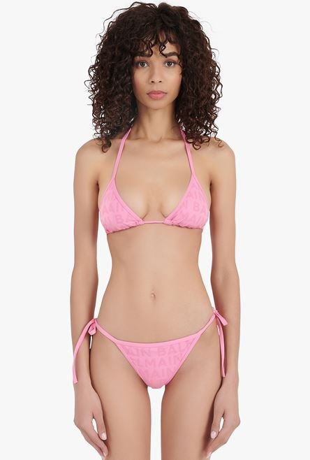 Pink bikini with Balmain monogram pattern - 6
